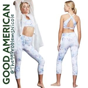 Good American Cloud Tie Dye Foil Crop Workout Leggings